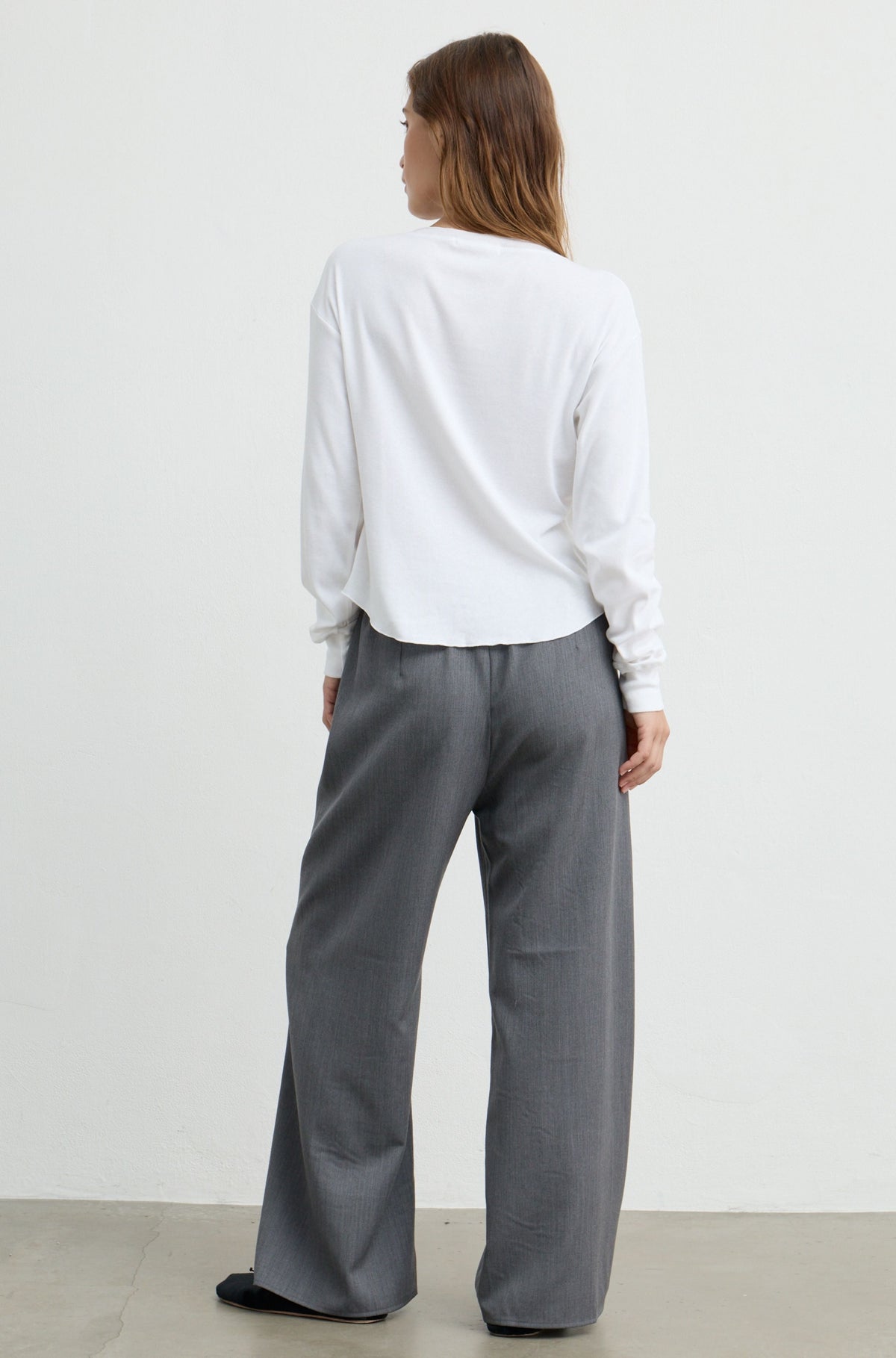 Cropped Button Up Long Sleeve Top